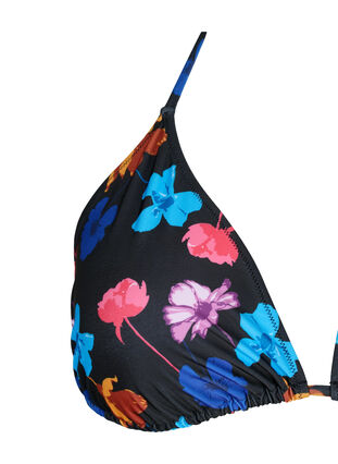 Trekantet bikini-BH med trykk, Black Flower AOP, Packshot image number 2
