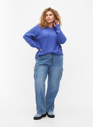 Løstsittende jeans med cargo-lommer, Light blue, Model
