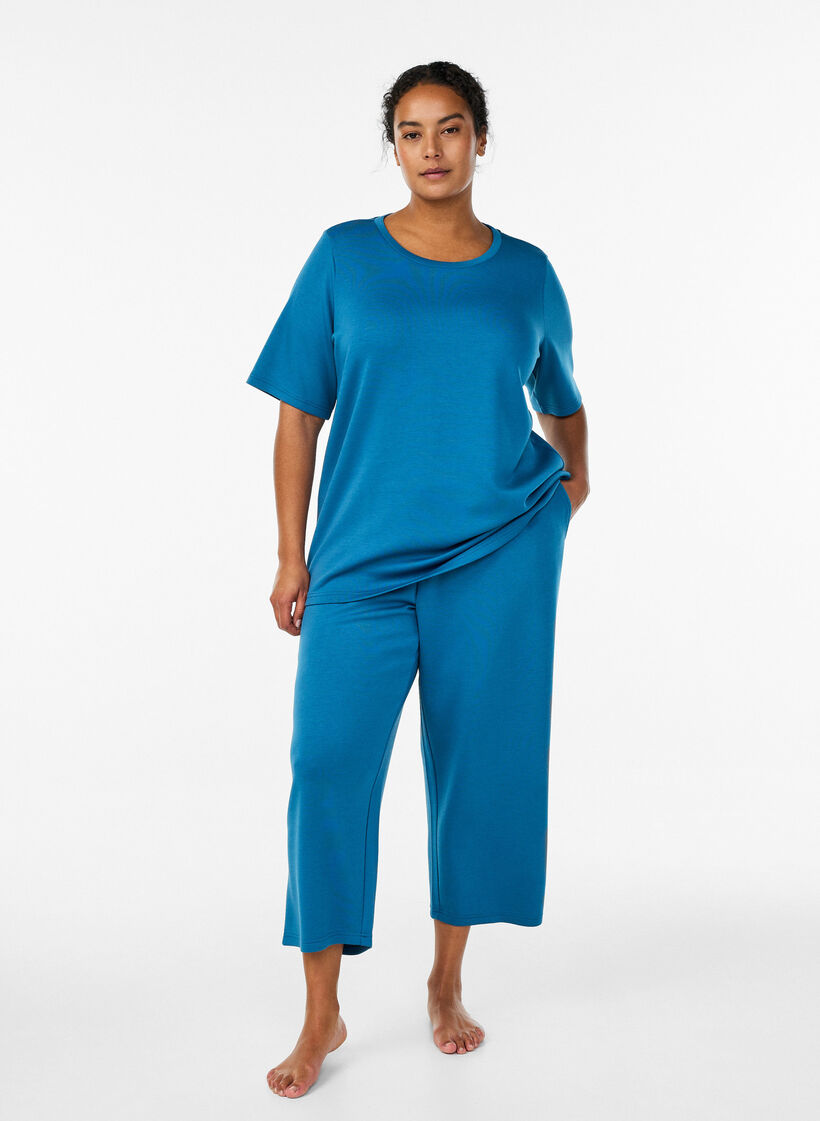 T-skjorte i modal blanding, Bl&aring;, Model image number 1