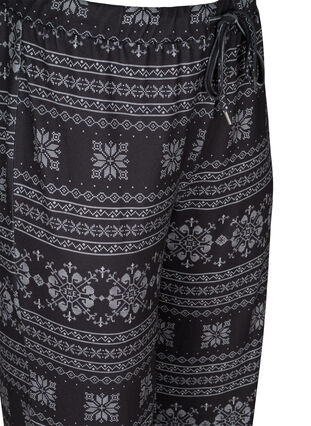 Mønstrete pysjamasbukse med knyting, Black AOP, Packshot image number 2
