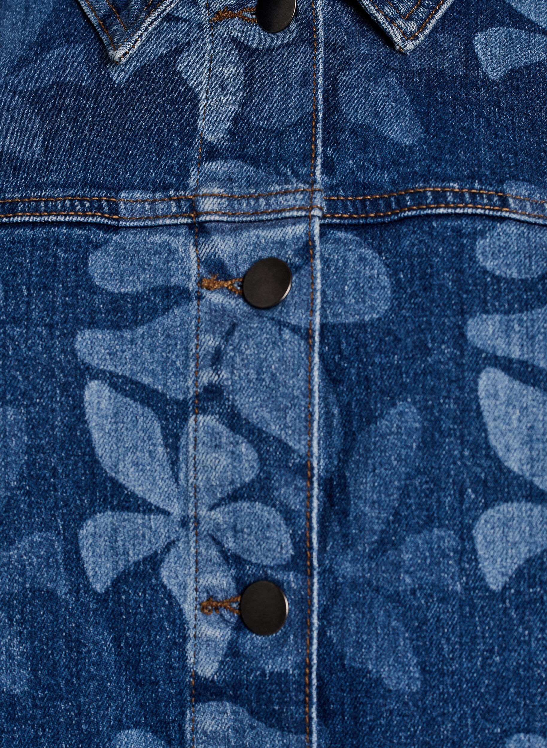 Zizzi Denimjakke med blomster m&oslash;nster, Bl&aring;, Packshot image number 2