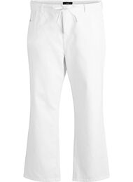 Straight fit jeans med knytebelte, Hvit