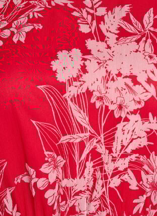 Zizzi Blomstret chiffonbluse med strikk i midjen, Rød, Packshot image number 2