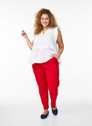 Zizzi Bukser med høy midje og rette ben, Rød, Model image number 0