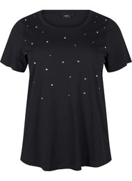 T-skjorte i bomull med rhinestones, Black