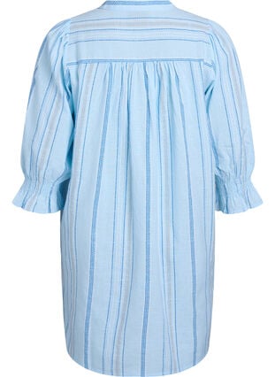 Zizzi Kort bomullskjole med stripet mønster, Blå, Packshot image number 1