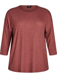 Jersey bluse med 3/4 ermer, R&oslash;d