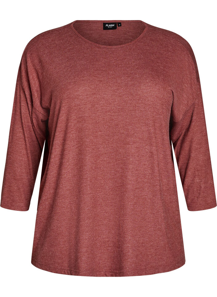 Jersey bluse med 3/4 ermer, R&oslash;d, Packshot image number 0