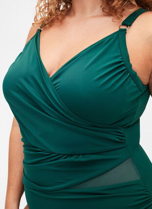 Zizzi Badedrakt med wrap, Grønn, Model image number 2