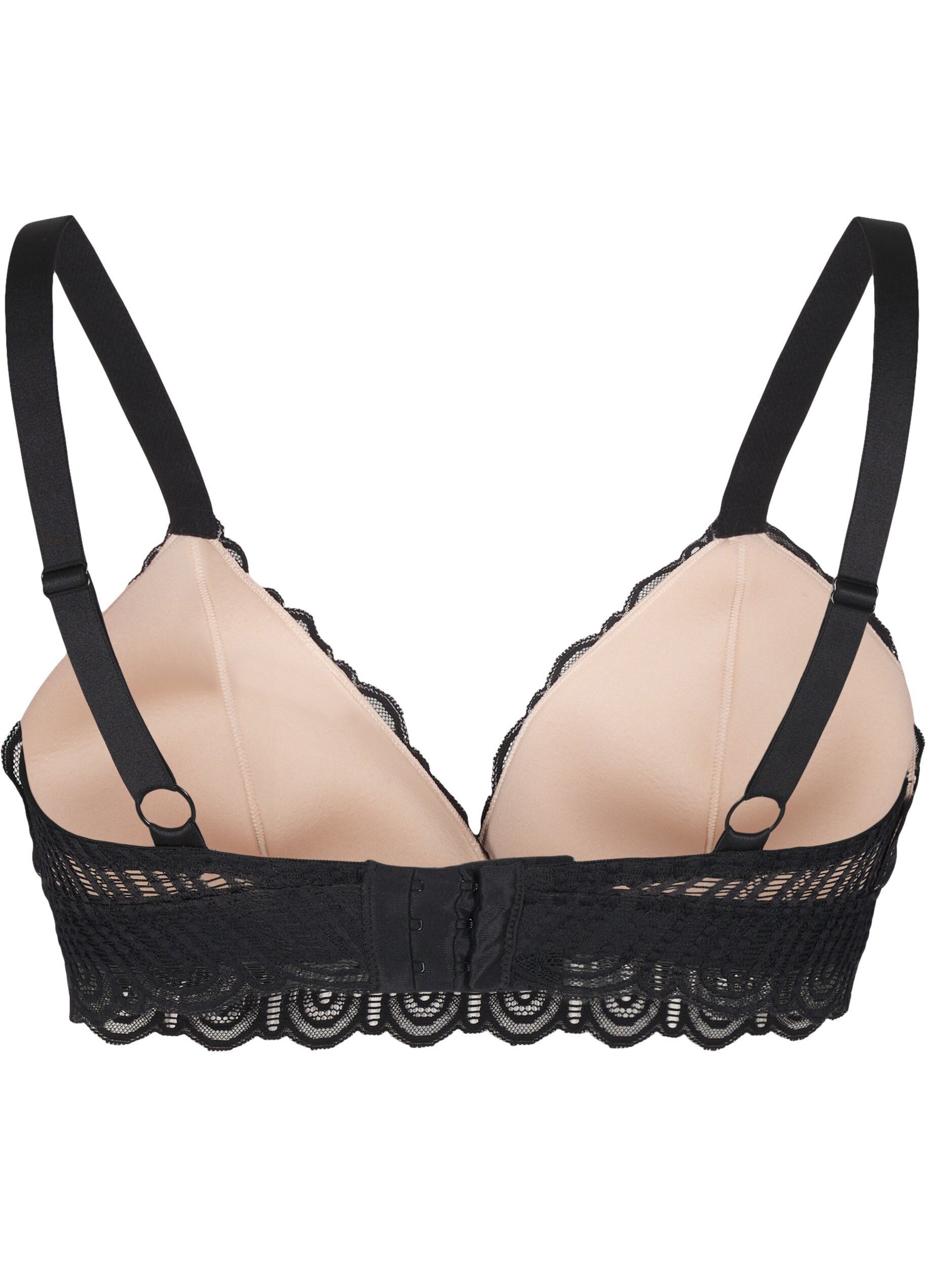 Zizzi Bralette med blonder og myk vattering, Svart, Packshot image number 1