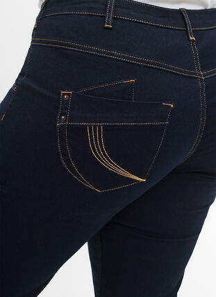 Zizzi Regular fit Gemma jeans med høyt liv, Blå, Model image number 5