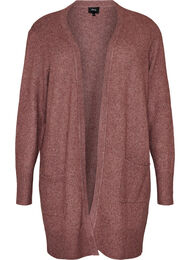 Ribbestrikket cardigan med lommer, Rosa