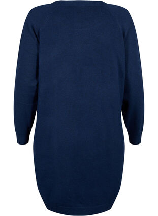 Melert strikket kjole med knapper, Navy Blazer Mel., Packshot image number 1