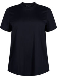 Basic T-skjorte i bomull med rund hals, Black
