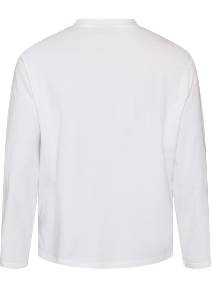 Basis t-skjorte med lange ermer, Hvit, Packshot image number 1