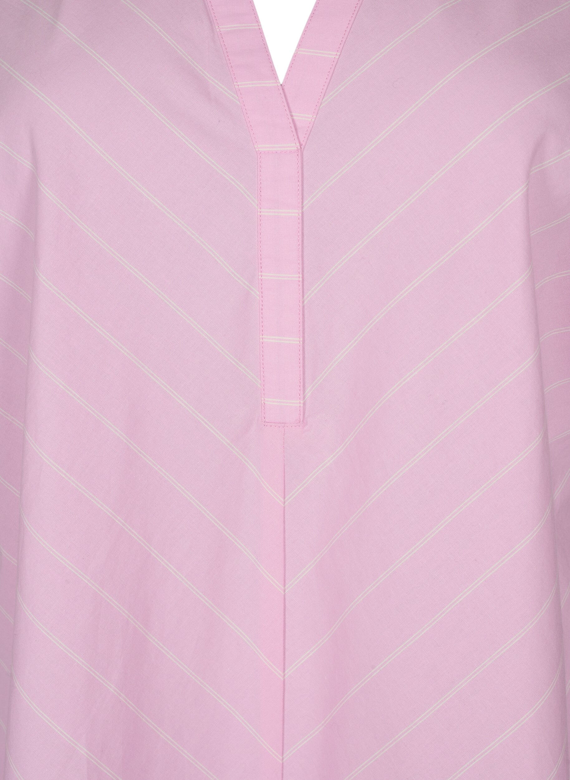 Zizzi Stripete kjole i &oslash;kologisk bomull, Lilac Sachet, Packshot image number 2