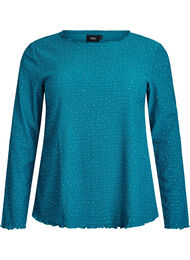 Langermet bluse med rhinsteiner, Ink Blue