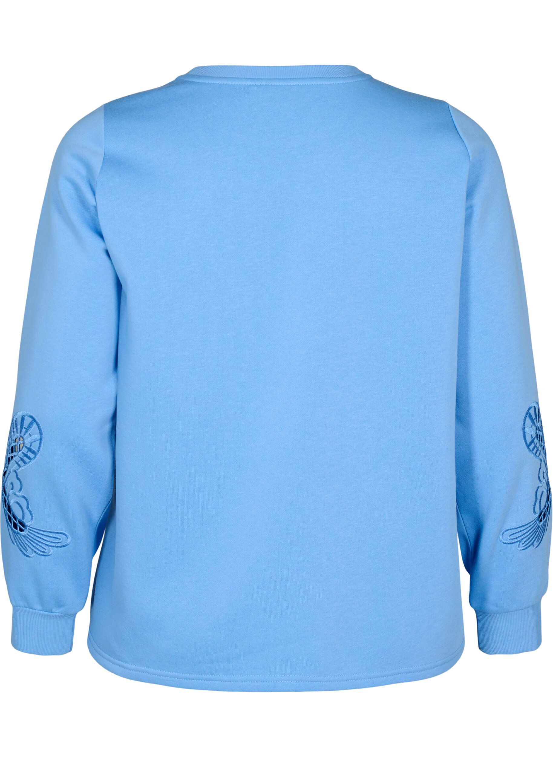 Zizzi Genser med broderte utskj&aelig;ringer, Della Robbia Blue, Packshot image number 1