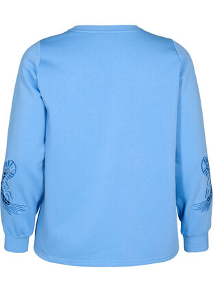 Zizzi Genser med broderte utskjæringer, Della Robbia Blue, Packshot image number 1