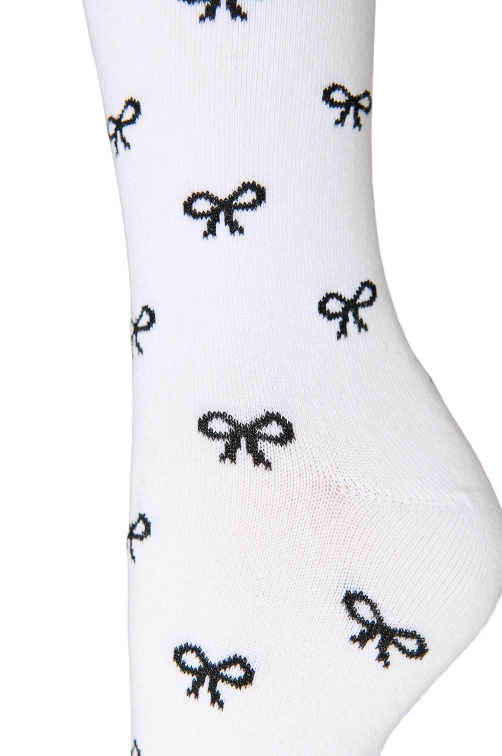 ZizziBomullssokker med m&oslash;nster, Hvit, Packshot image number 2