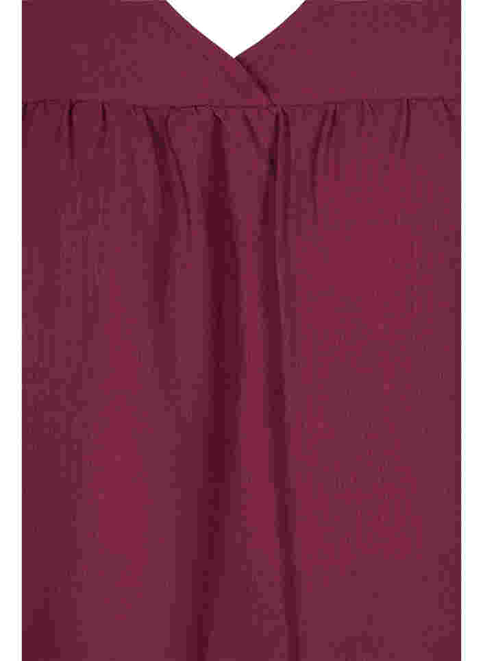Ensfarget bluse med korte puffermer, Zinfandel, Packshot image number 2