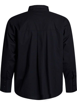 Zizzi Bomullsskjorte med tone-på-tone blomsterbroderi, Black, Packshot image number 1