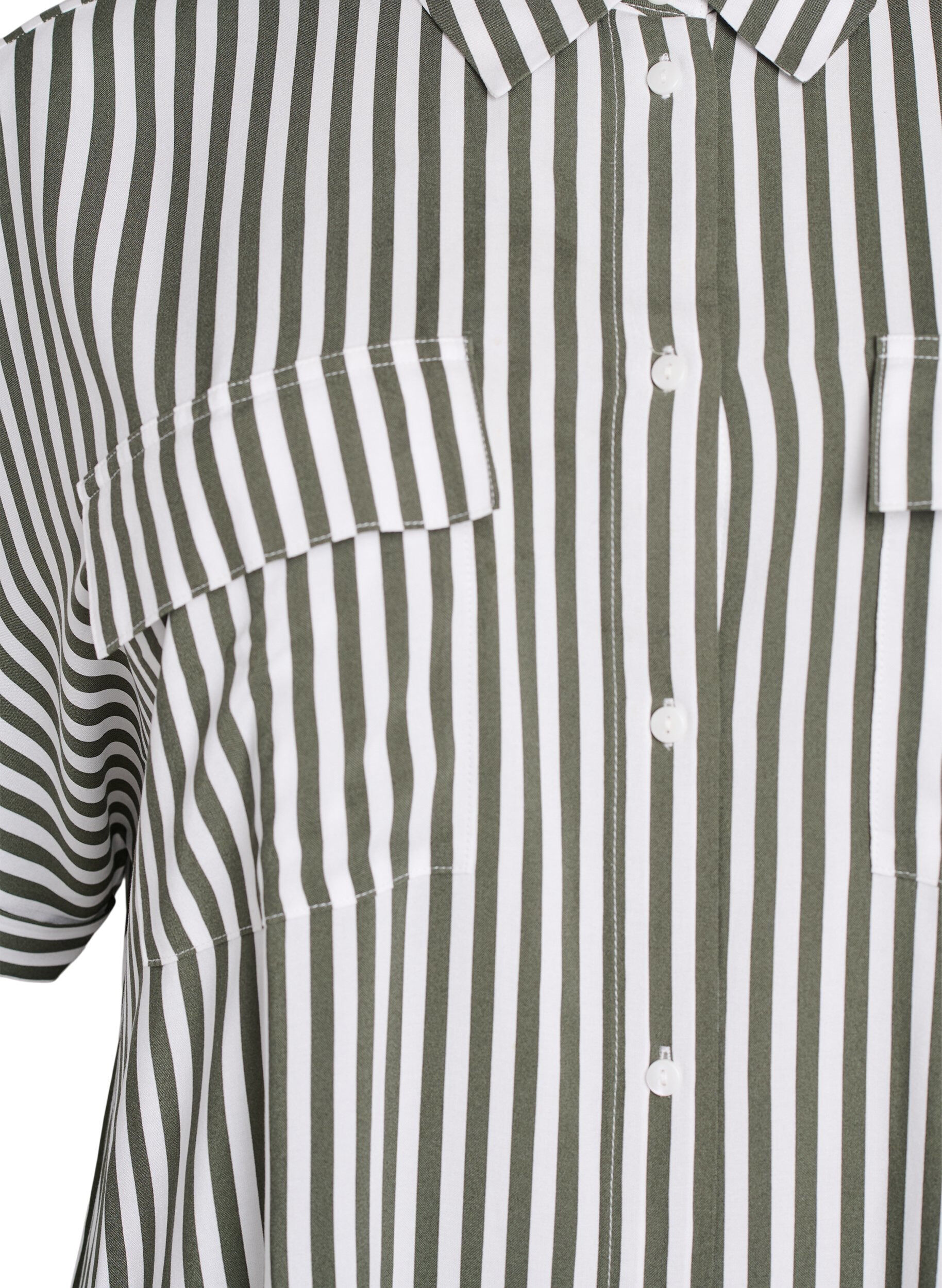 Zizzi Lang skjortekjole med korte ermer, Gr&oslash;nn, Packshot image number 2