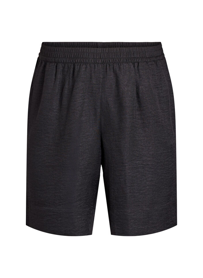 Shorts med lommer og høy midje, Svart, Packshot image number 0