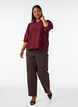 Bluse med tekstur og 3/4 ermer, R&oslash;d, Model image number 1