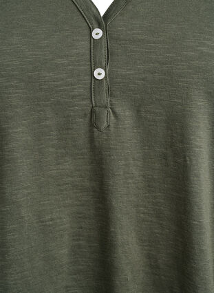 Zizzi FLASH - T-skjorte med knappdetalj, Grønn, Packshot image number 2