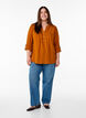 Bluse i bomullsmuslin med broderi anglaise, Orange, Model image number 1