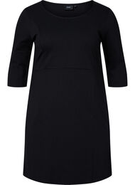 Ensfarget kjole med 3/4-ermer og splitt, Black