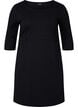 Ensfarget kjole med 3/4-ermer og splitt, Black, Packshot image number 0