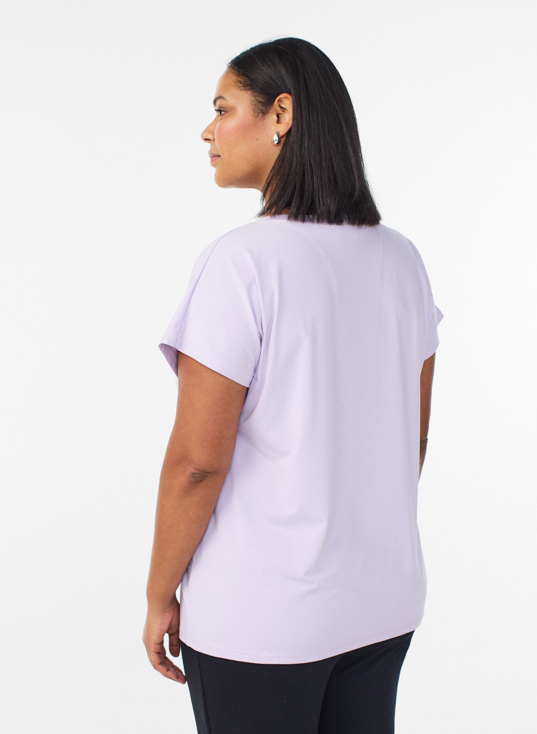 ZizziL&oslash;stsittende trenings-t-skjorte med v-hals, Lilla, Model image number 2