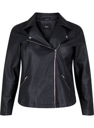 Biker jakke i imitert skinn, Svart