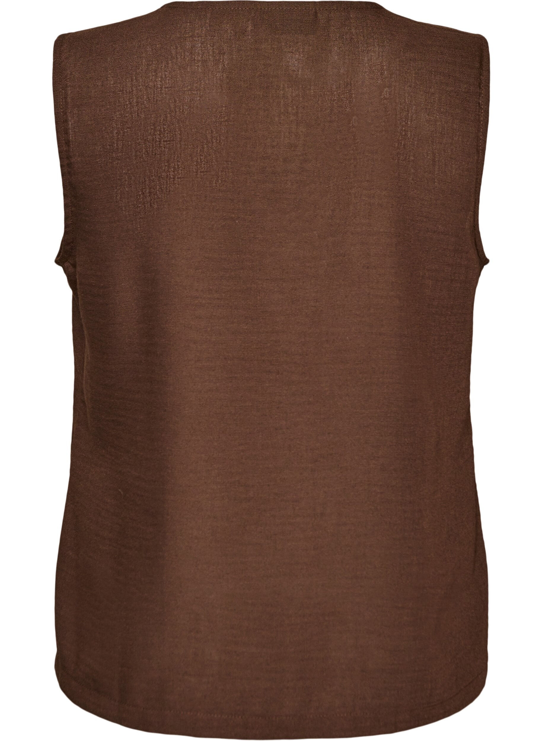 ZizziErmel&oslash;s vest med V-hals og knapper, Brun, Packshot image number 1
