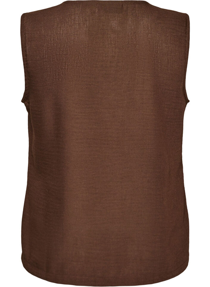 Ermel&oslash;s vest med V-hals og knapper, Brun, Packshot image number 1