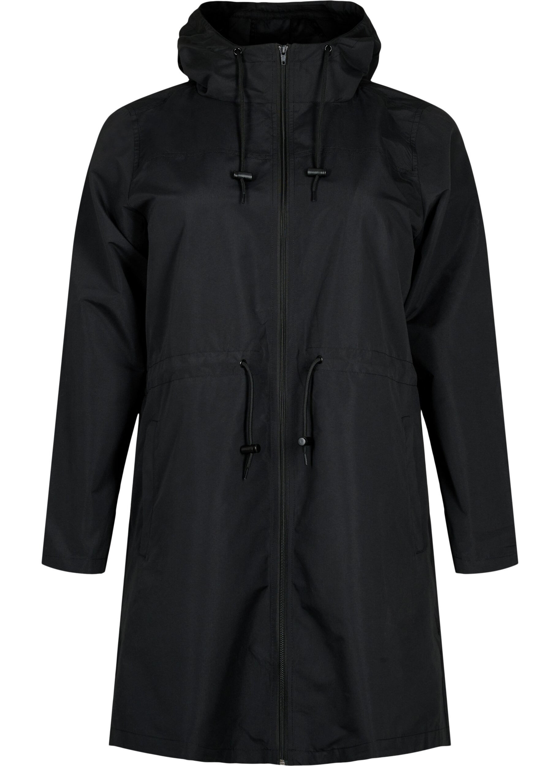 Zizzi FLASH - Vannavvisende parkas med hette, Black, Packshot image number 0
