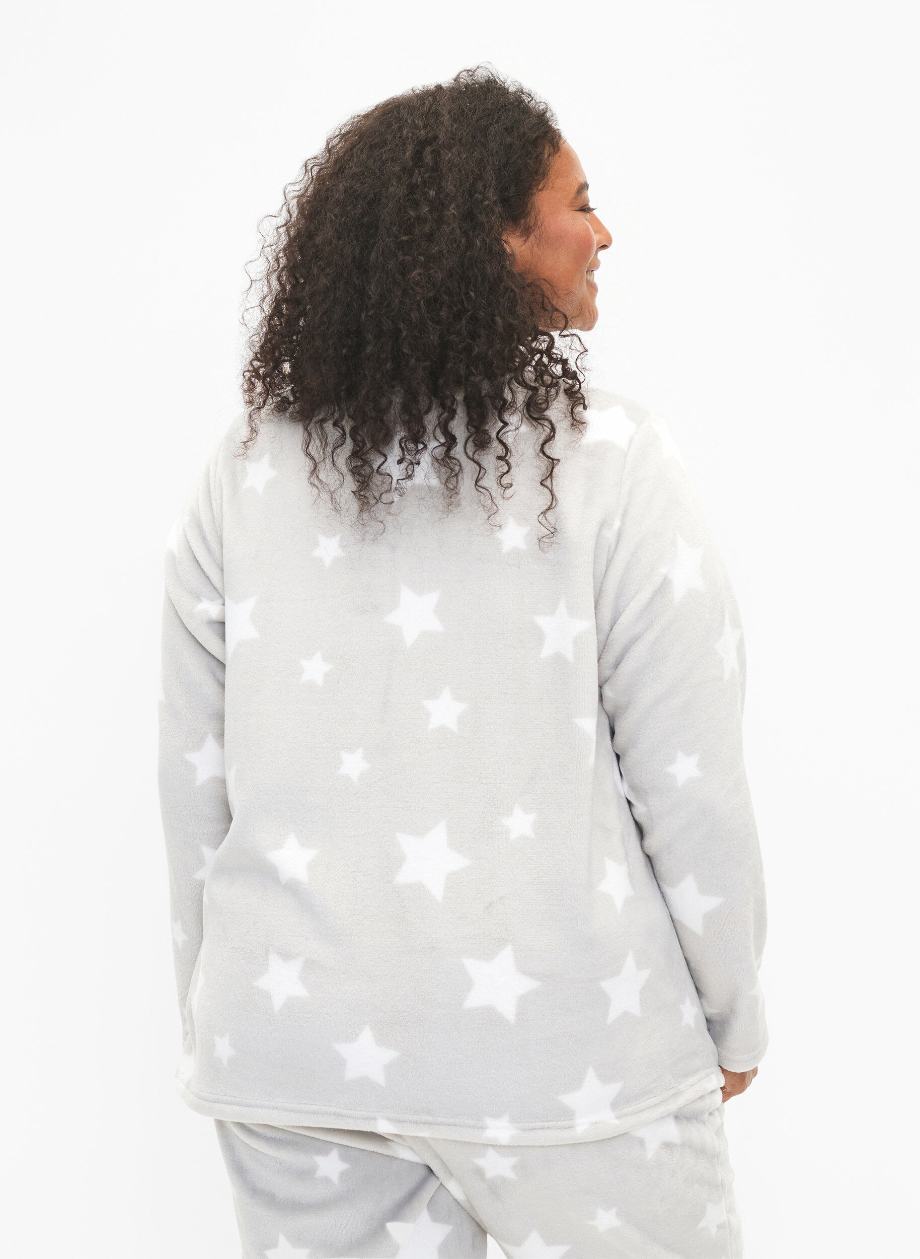 Zizzi Langermet bluse med stjerner, Grey Star, Model image number 1