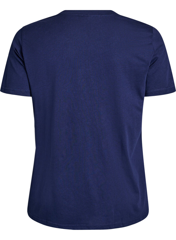 Basic T-skjorte i bomull med rund hals, Bl&aring;, Packshot image number 1