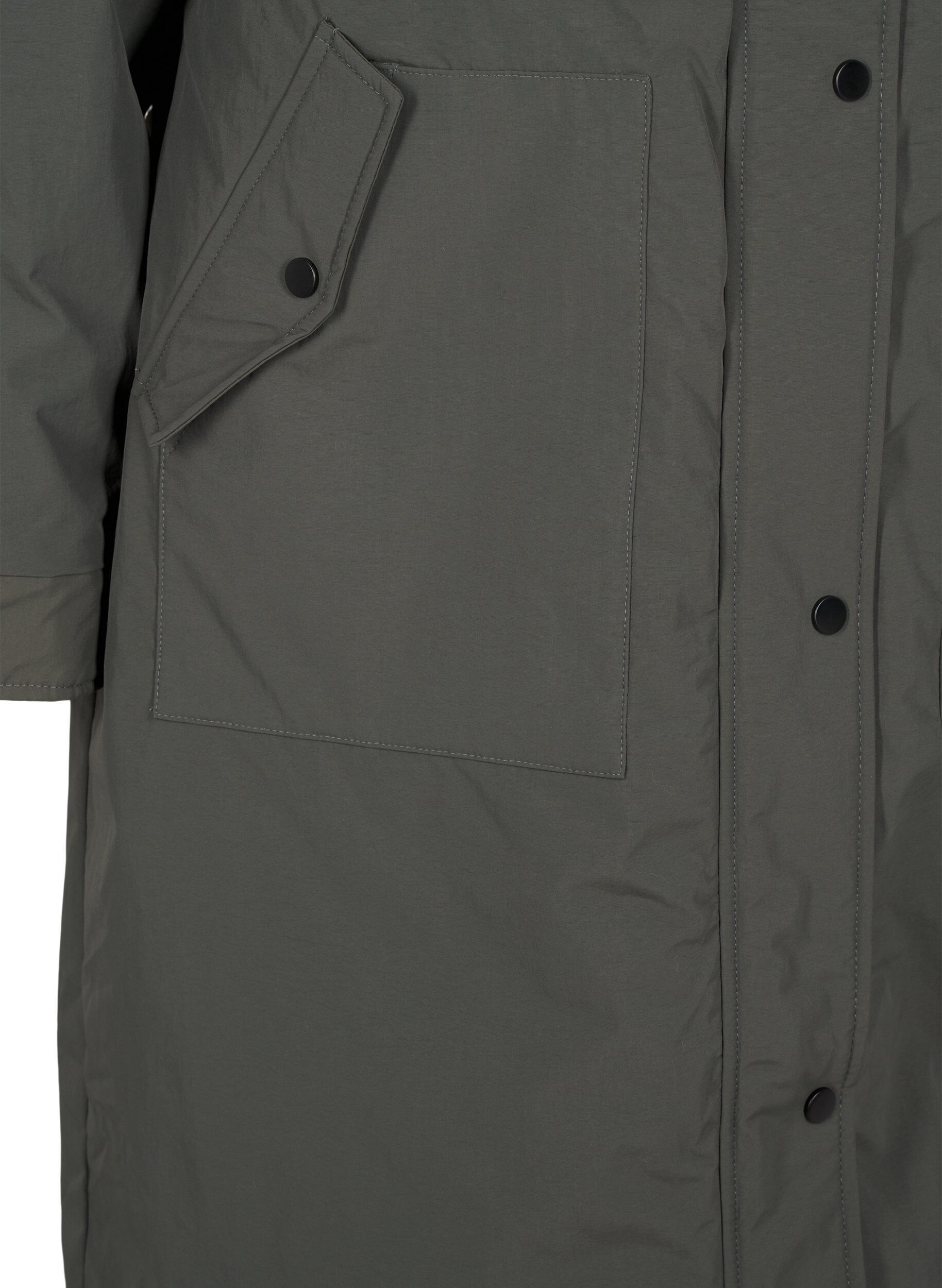 Zizzi Parkas med hette og justerbar midje, Black Olive, Packshot image number 3