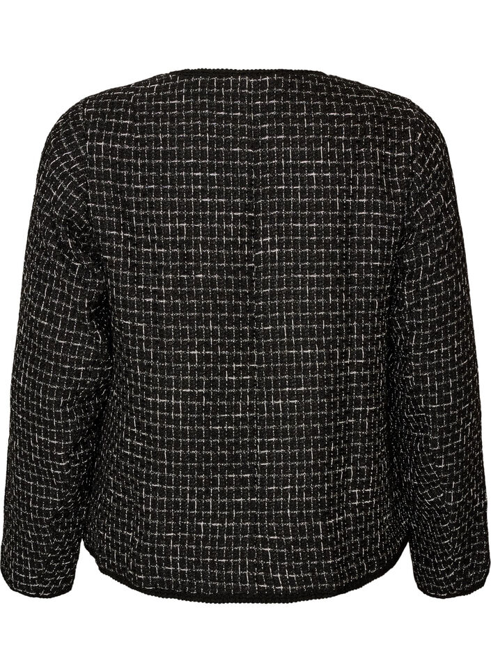 Jakke i boucl&eacute; med gullfargede knapper, Svart, Packshot image number 1
