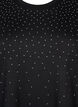 T-skjorte med strass og rund hals, Svart, Packshot image number 2