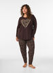 Bomulls pyjamasbukser med trykk, Brun, Model image number 1