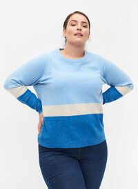 Stripete strikkegenser med rund hals, Skydiver Comb, Model