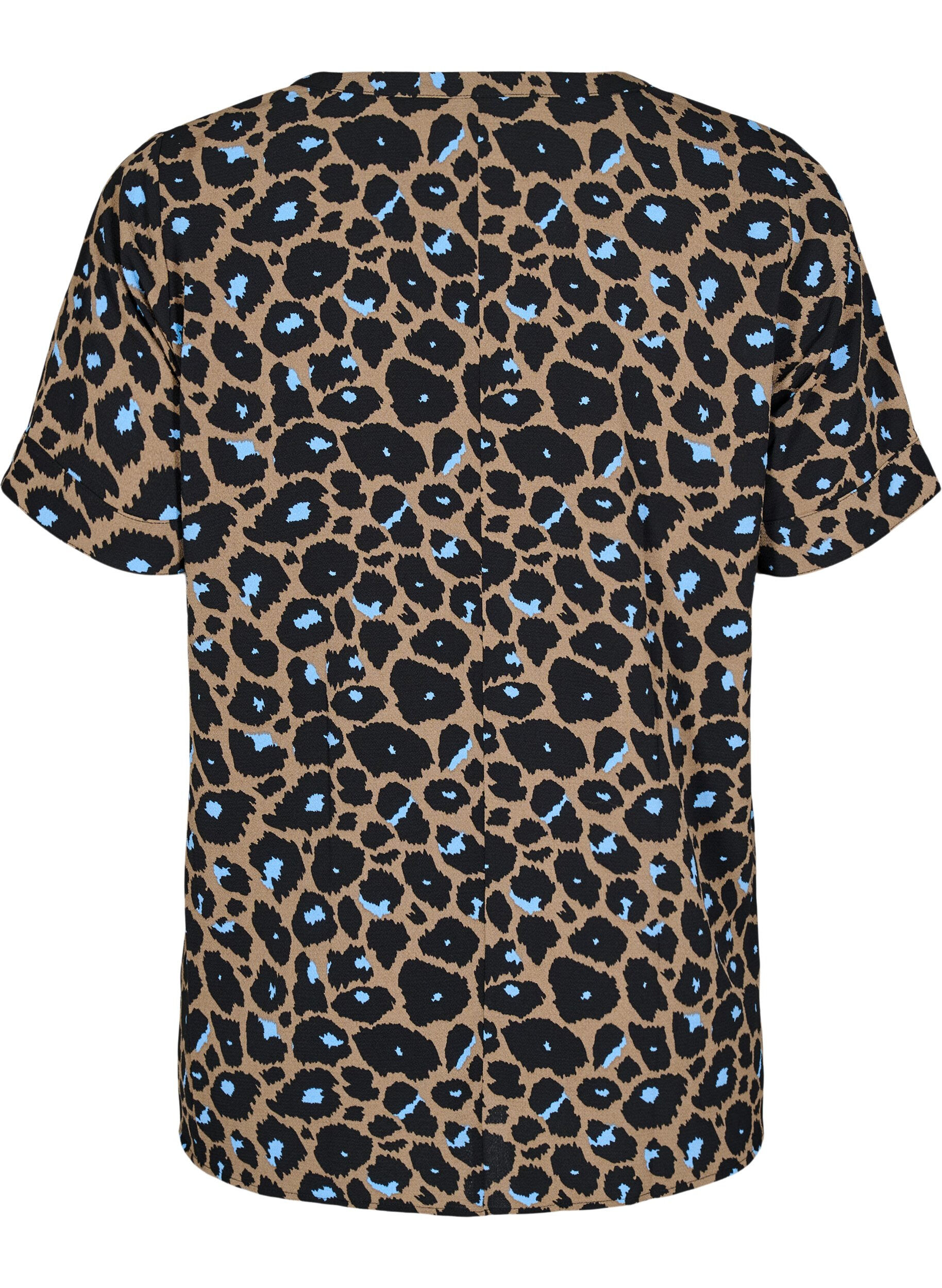 Zizzi Kortermet bluse med V-hals, Brun, Packshot image number 1