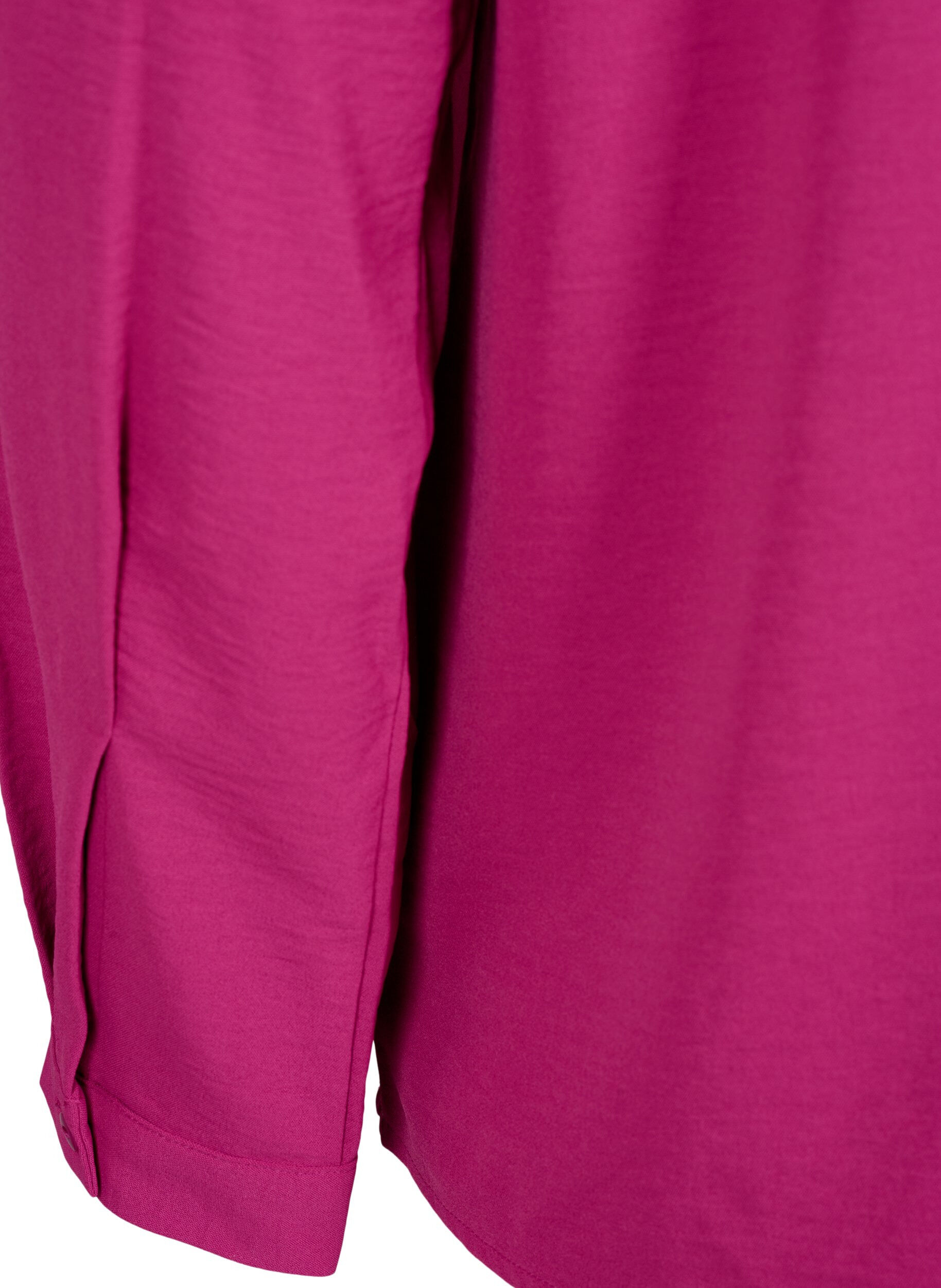 Zizzi Bluse med lange ermer og blondedetaljer, Festival Fuchsia, Packshot image number 3