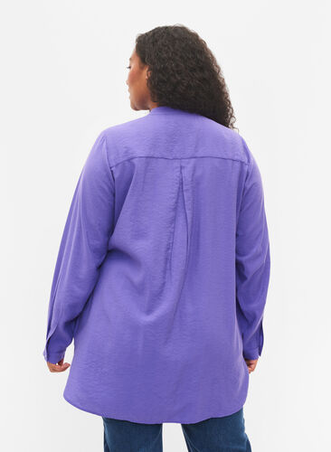 Lang skjorte med colorblock, Purple Block, Model image number 1