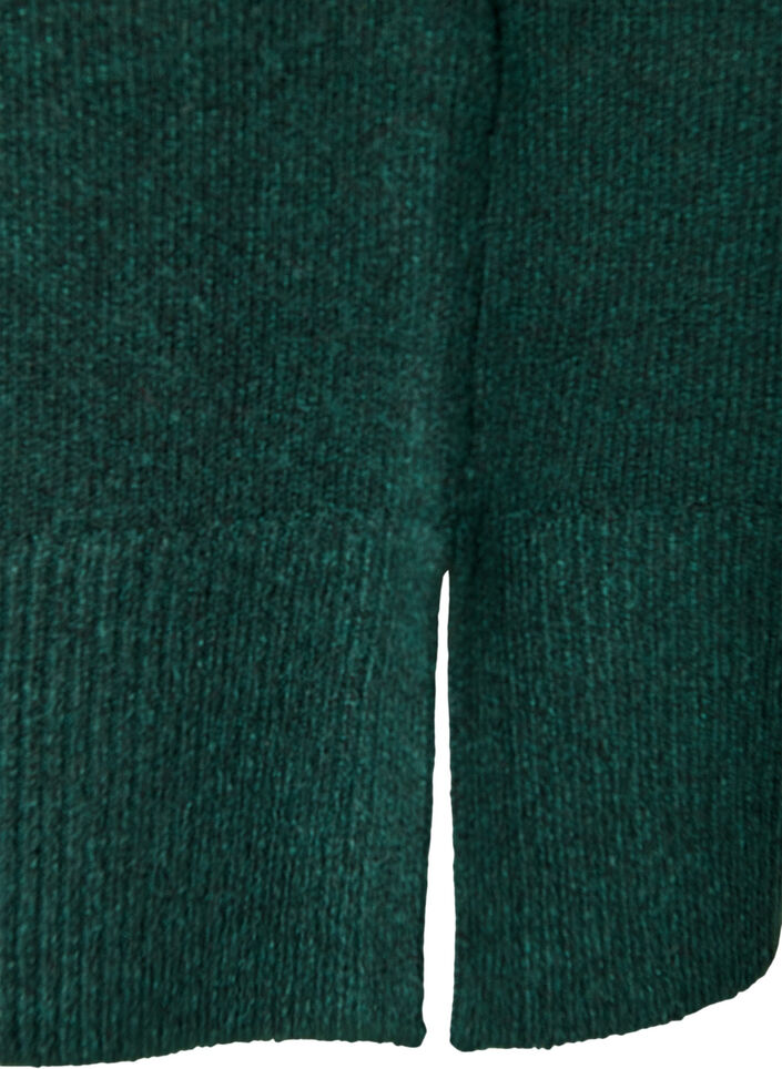 Kort strikket kjole med b&oslash;lget fold og splitt, Gr&oslash;nn, Packshot image number 3