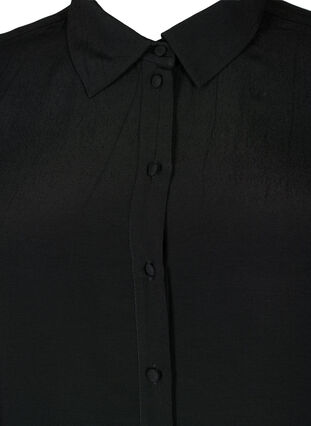 Viskose skjorte med 3/4 ermer og broderidetaljer, Black, Packshot image number 2